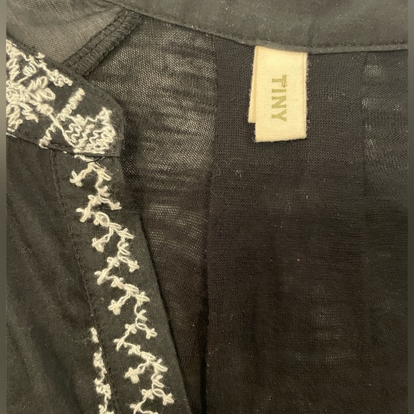 Anthropologie Tiny Black 3/4 Sleeve Embroidered Blouse Size Small - Picture 3 of 9